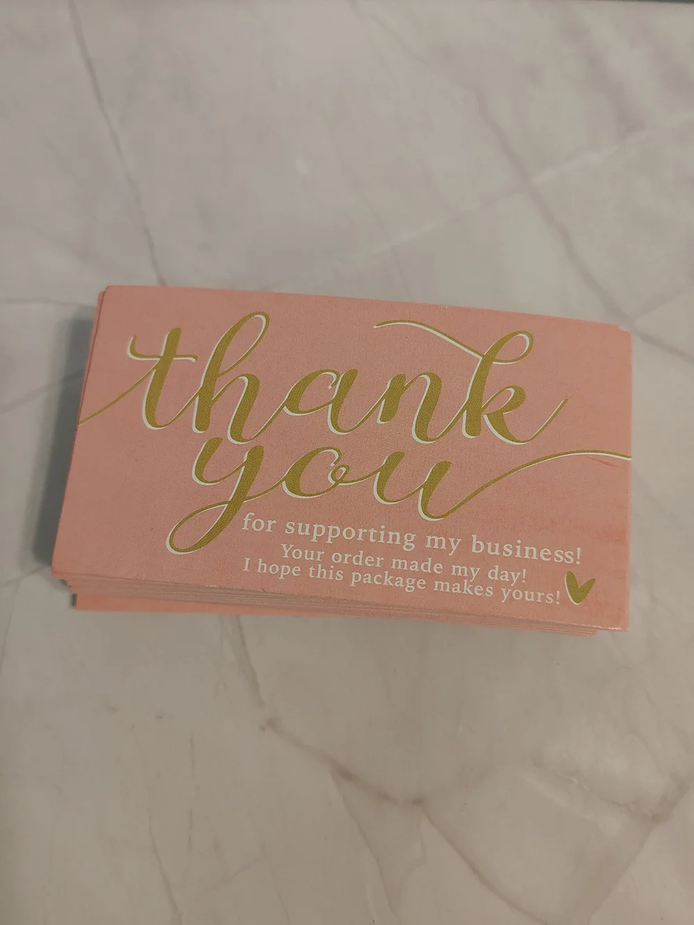 50 Pink & Gold Thank You Cards and Stickers- For Small Businesses